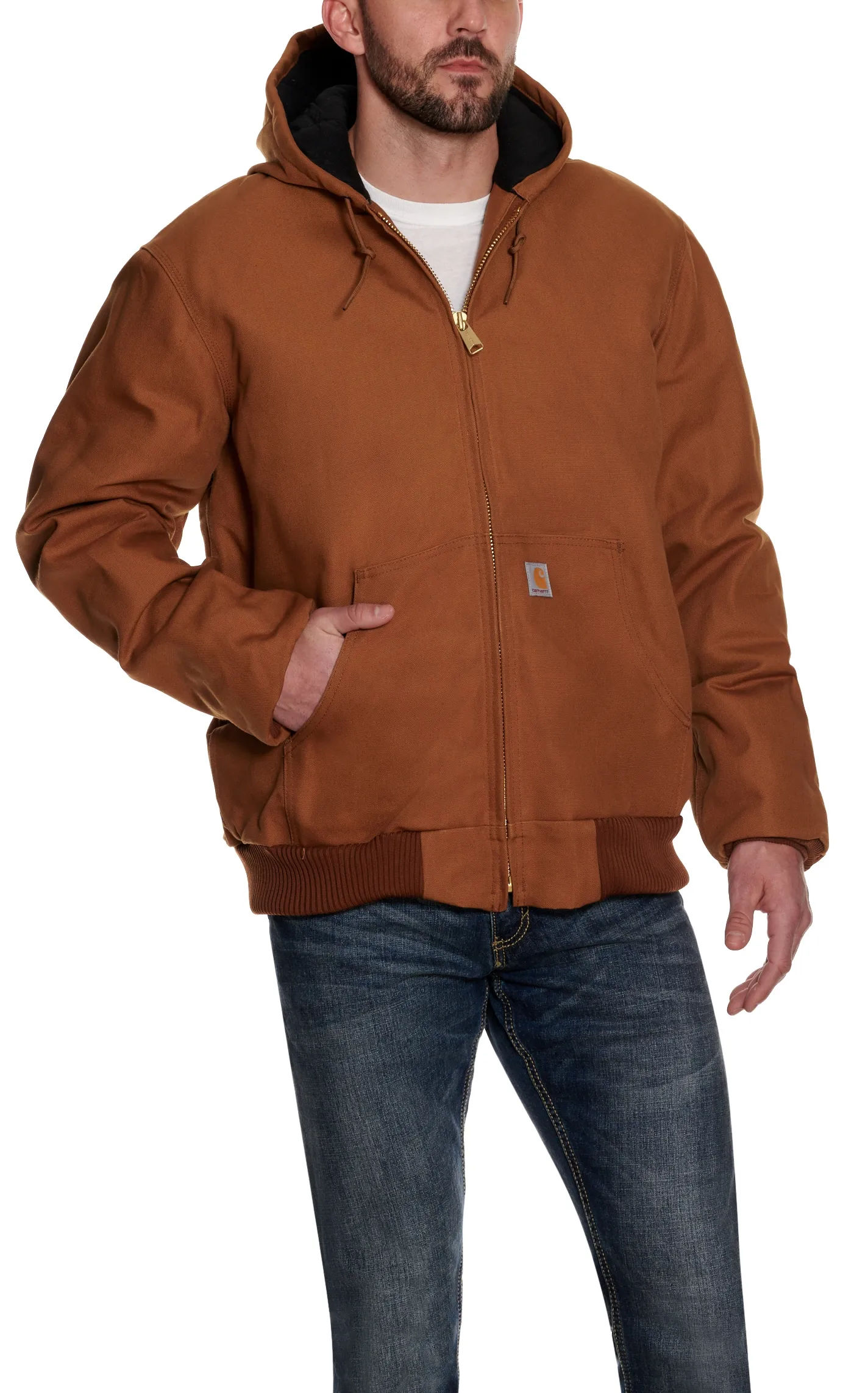 Carhartt Brown Duck Quilted Flannel Lined Active Jacket - Big & Tall