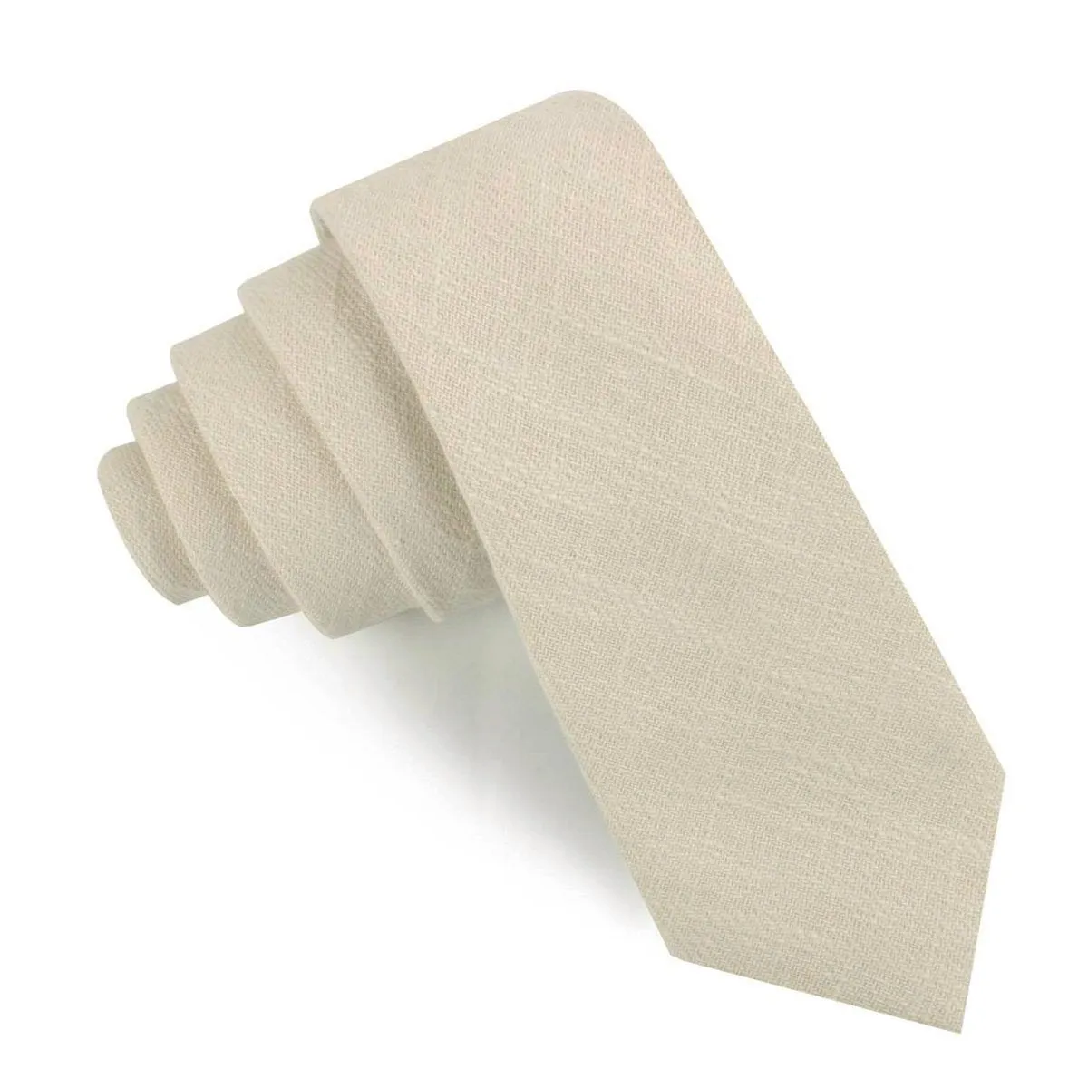 Champagne Ivory Linen Skinny Tie