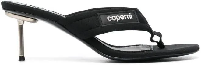 Coperni 65mm logo-patch thong mules Black