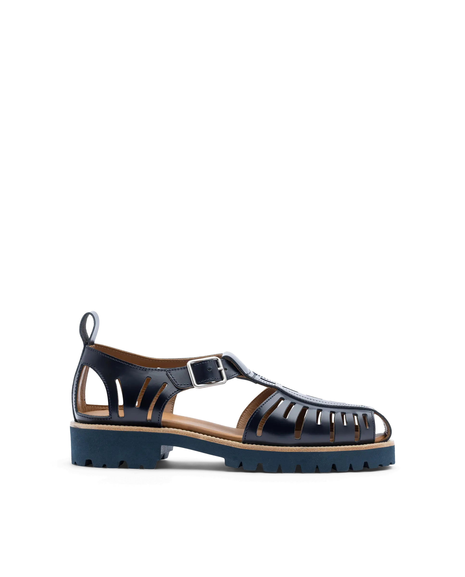 Covent Covent Navy Blue Cowhide Leather Crab Sandals