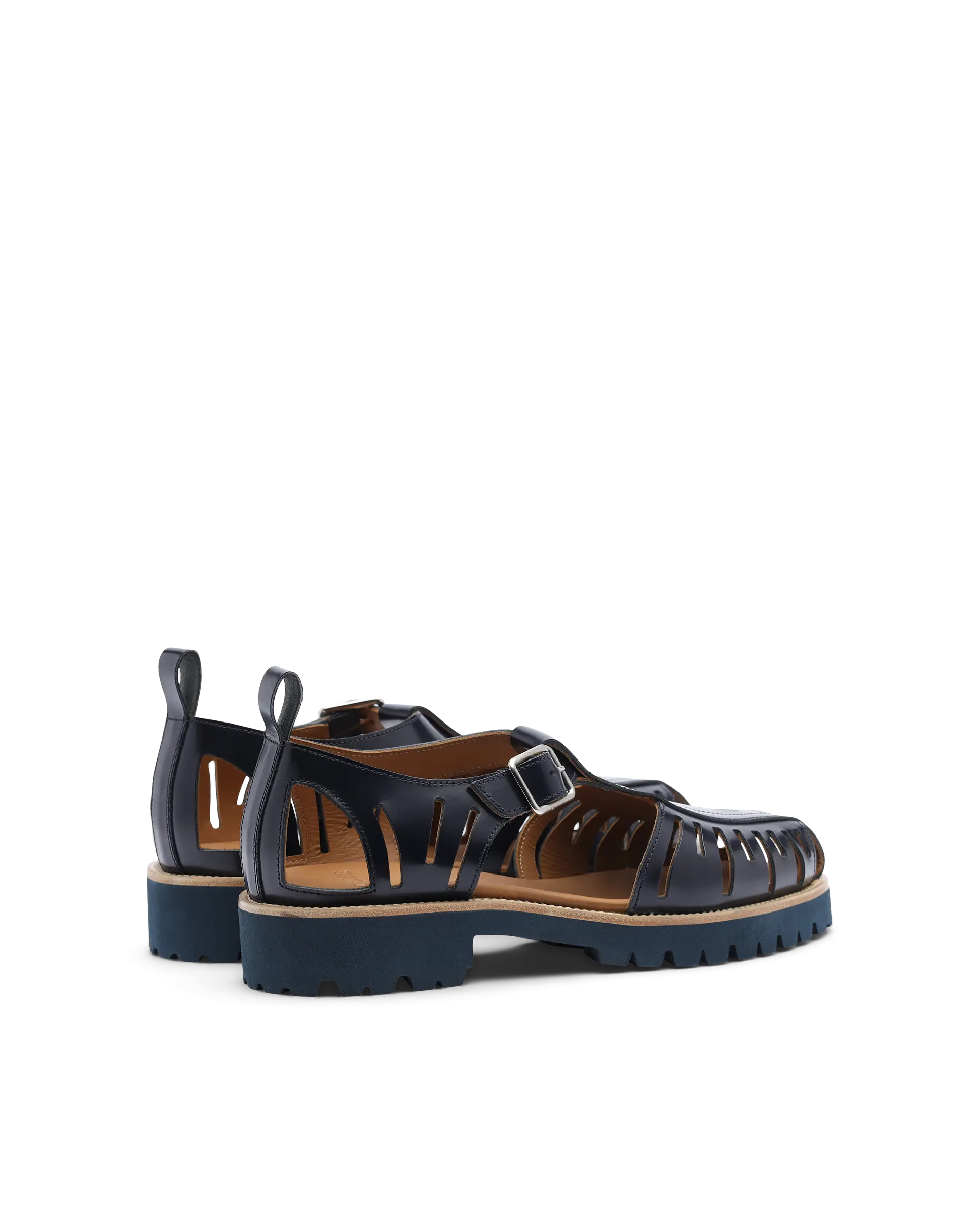 Covent Covent Navy Blue Cowhide Leather Crab Sandals