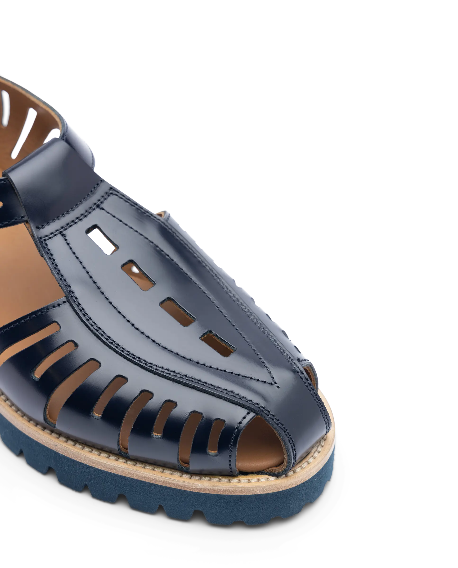 Covent Covent Navy Blue Cowhide Leather Crab Sandals