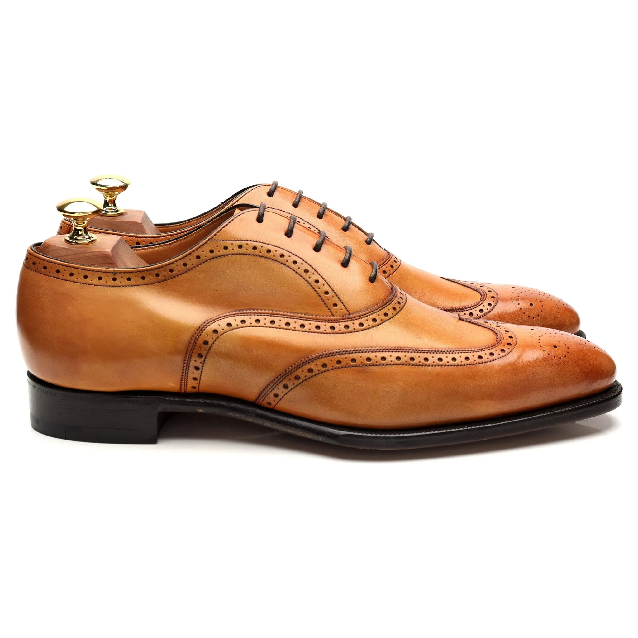 Crown Collection 'Carroll' Tan Brown Leather Oxford Brogues UK 8.5 F