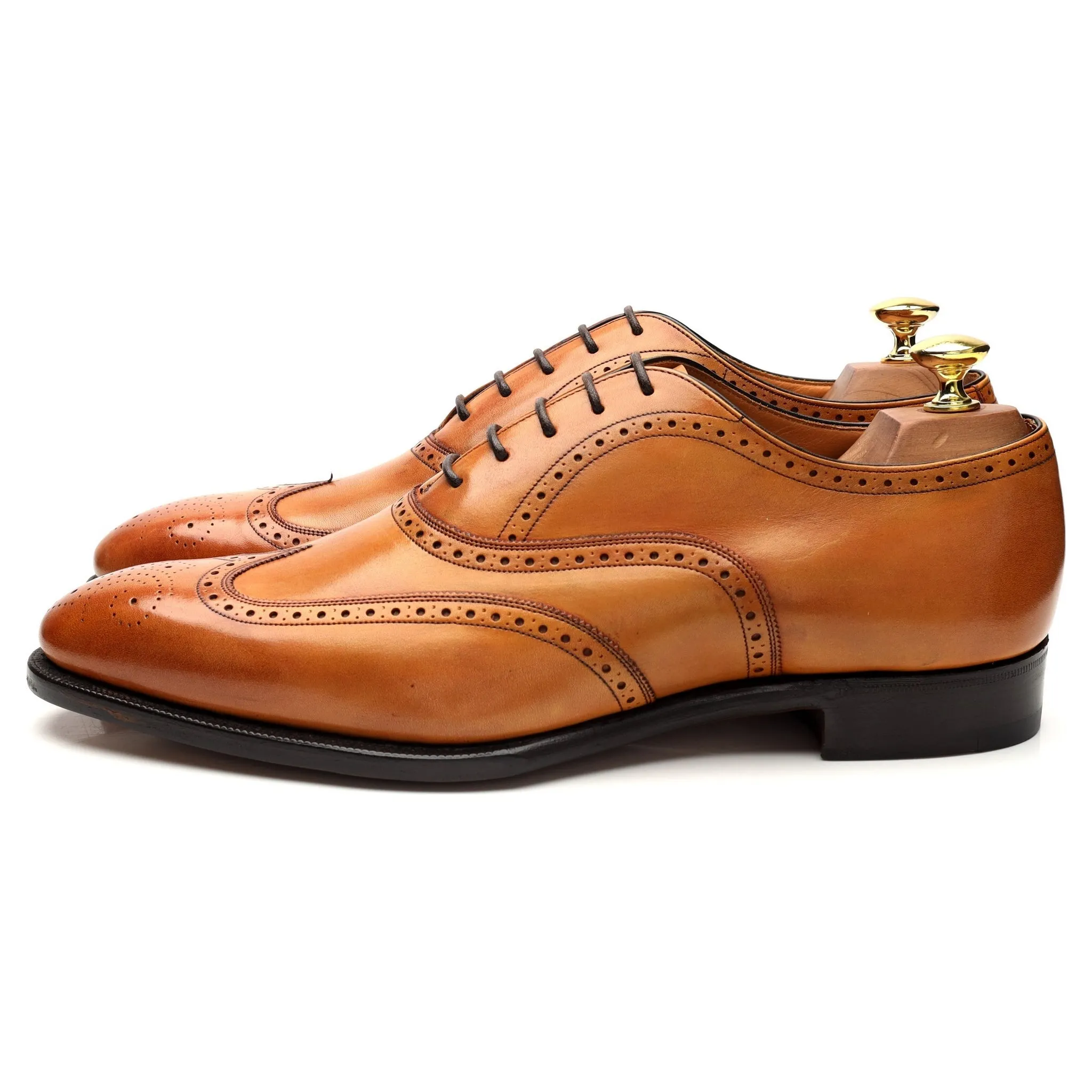 Crown Collection 'Carroll' Tan Brown Leather Oxford Brogues UK 8.5 F