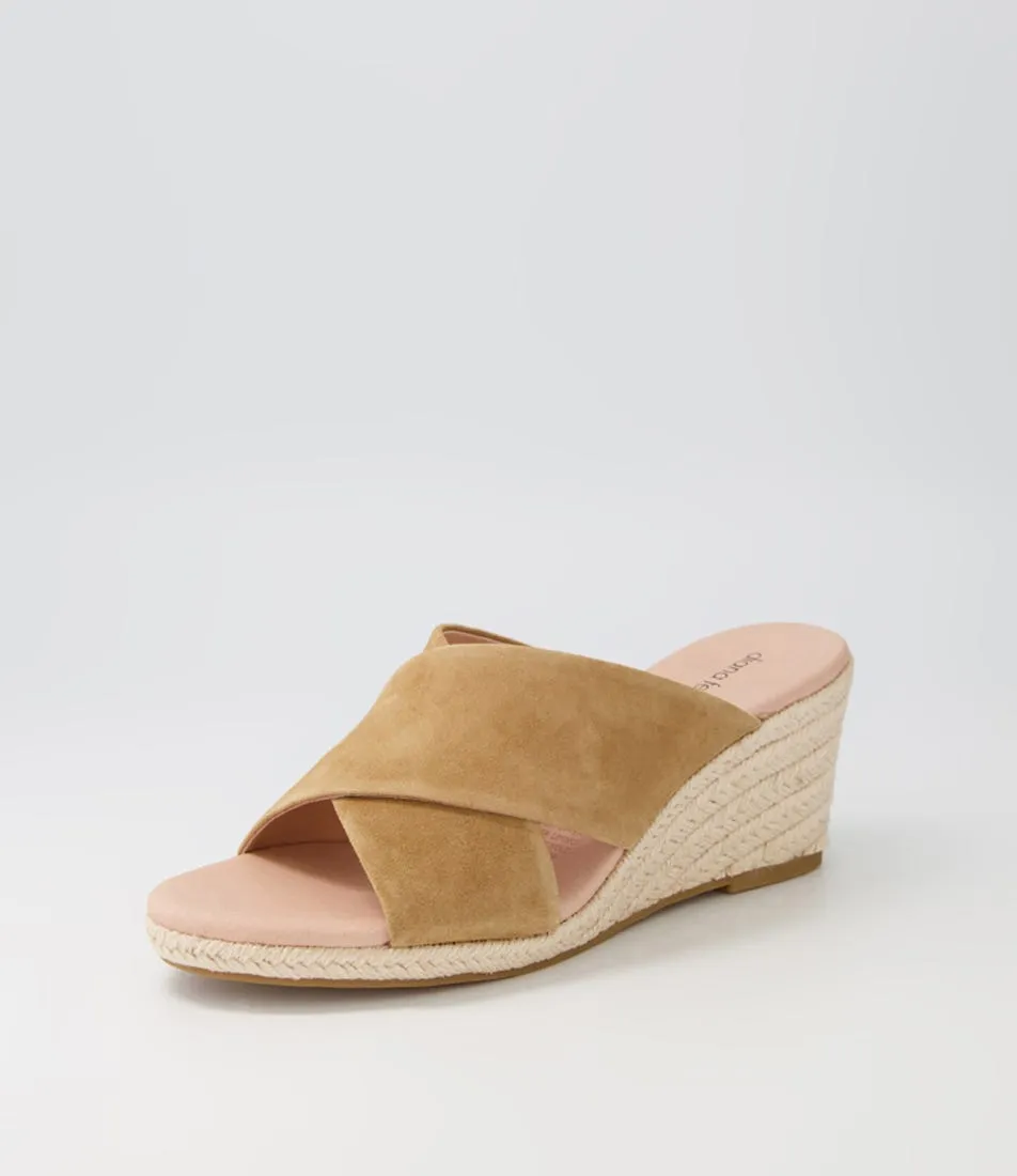 DIANA FERRARI Jinna Camel Suede Wedge Espadrilles