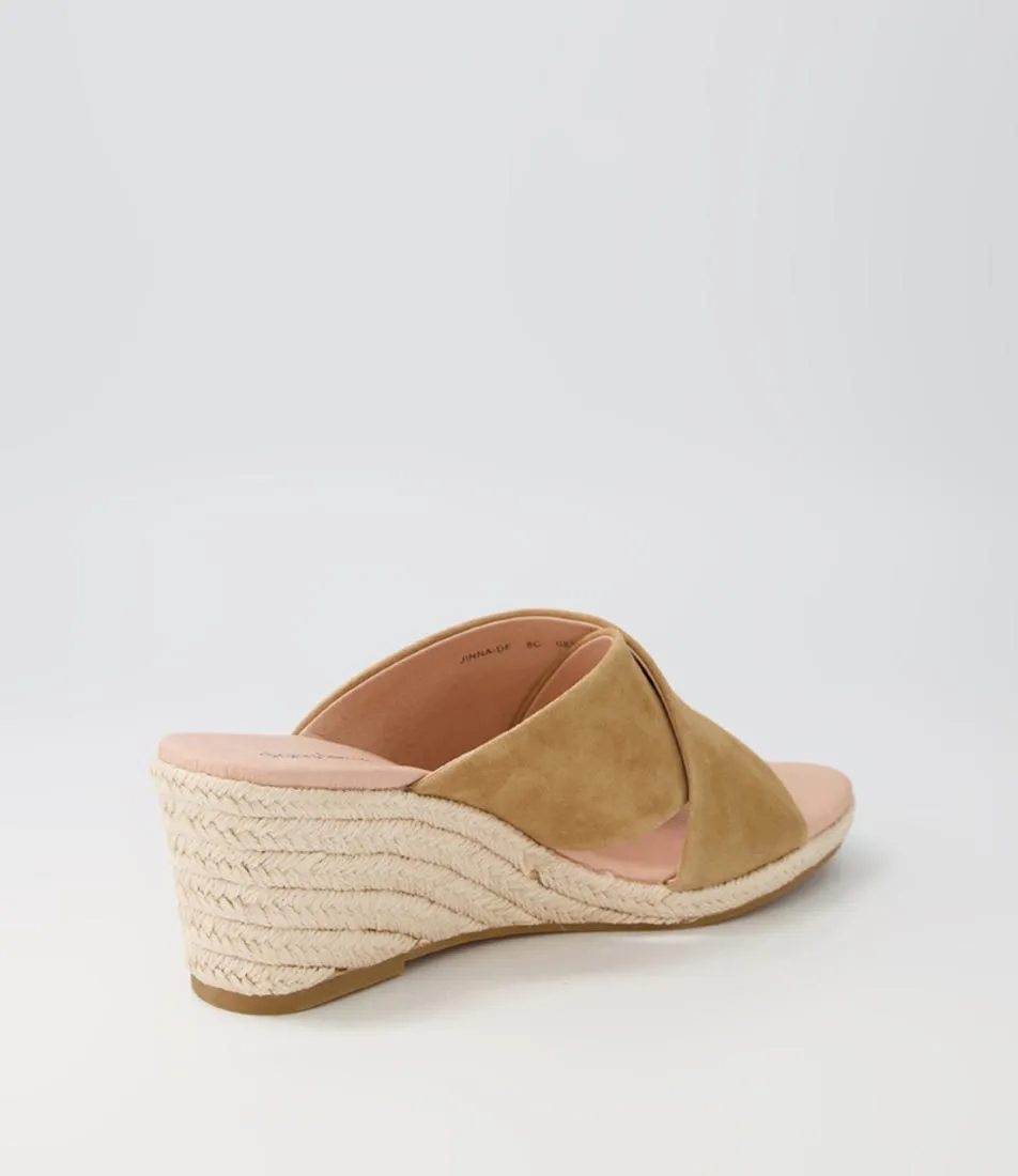 DIANA FERRARI Jinna Camel Suede Wedge Espadrilles