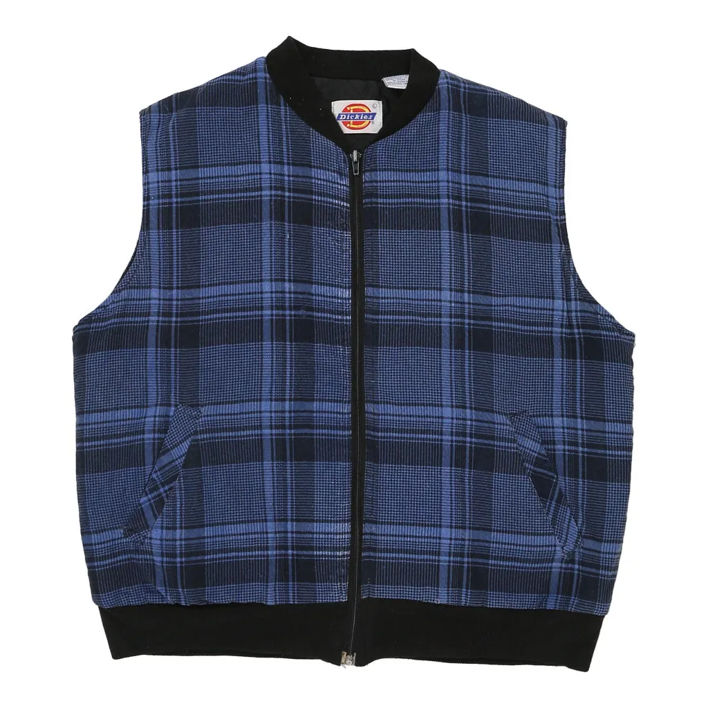 Dickies Checked Gilet - Large Blue Polyester Blend