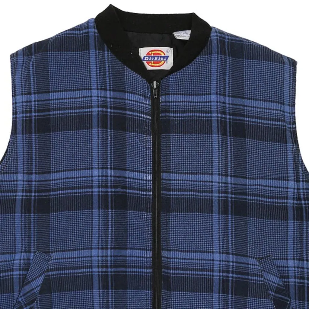 Dickies Checked Gilet - Large Blue Polyester Blend