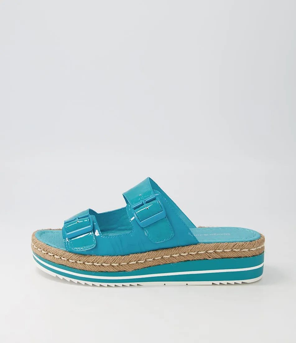 DJANGO & JULIETTE Axel Aqua Patent Leather Espadrilles