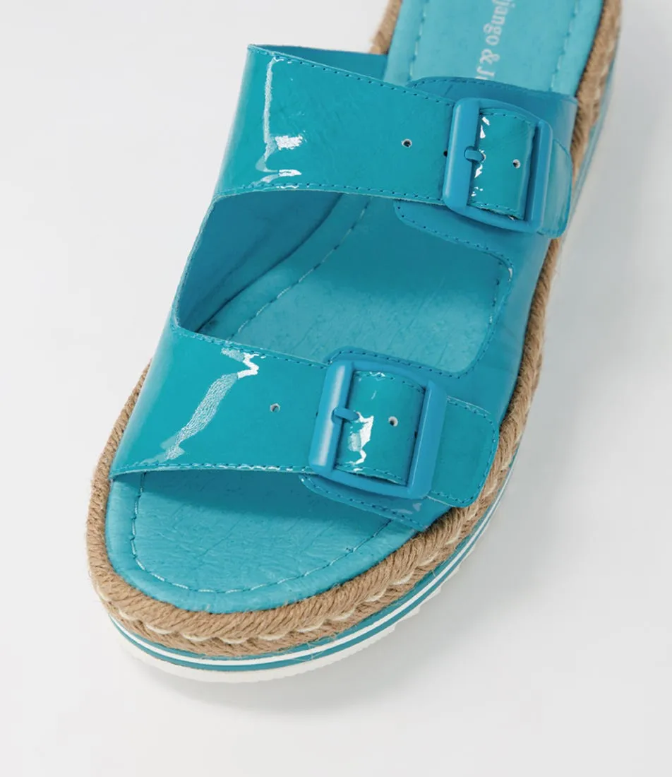 DJANGO & JULIETTE Axel Aqua Patent Leather Espadrilles