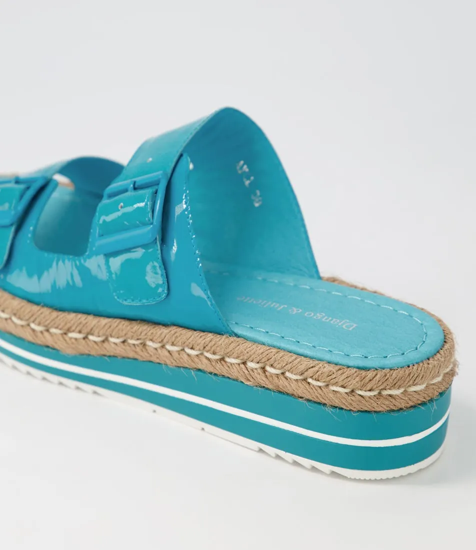 DJANGO & JULIETTE Axel Aqua Patent Leather Espadrilles