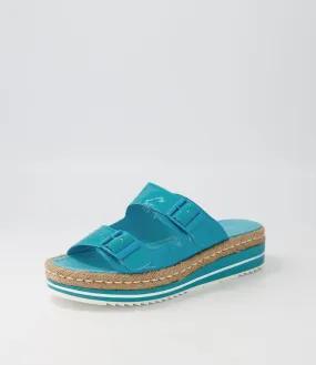 DJANGO & JULIETTE Axel Aqua Patent Leather Espadrilles