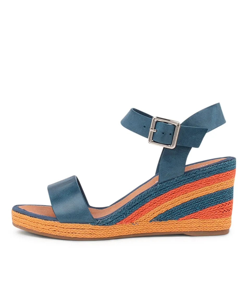 DJANGO & JULIETTE Pakko Navy Bright Multi Leather Espadrilles