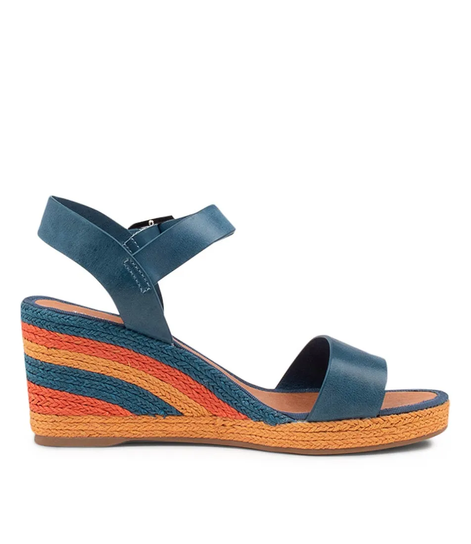 DJANGO & JULIETTE Pakko Navy Bright Multi Leather Espadrilles