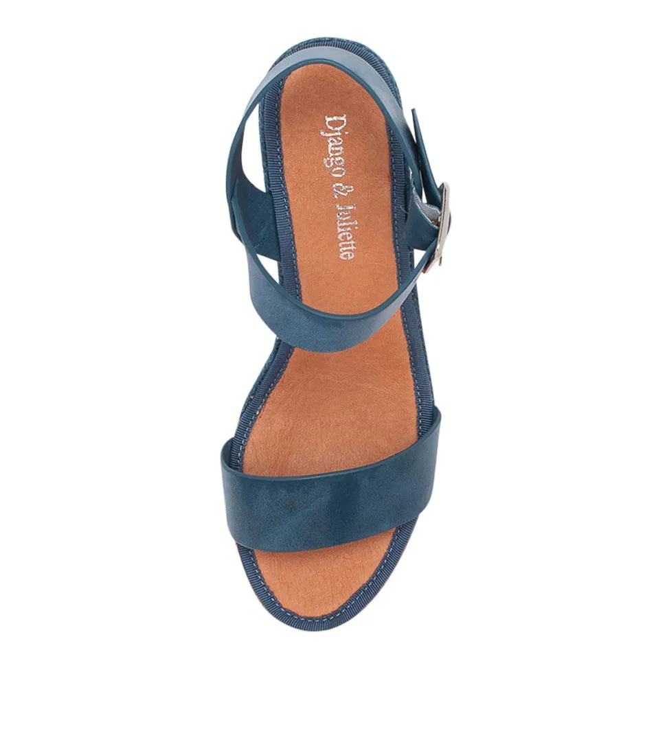 DJANGO & JULIETTE Pakko Navy Bright Multi Leather Espadrilles