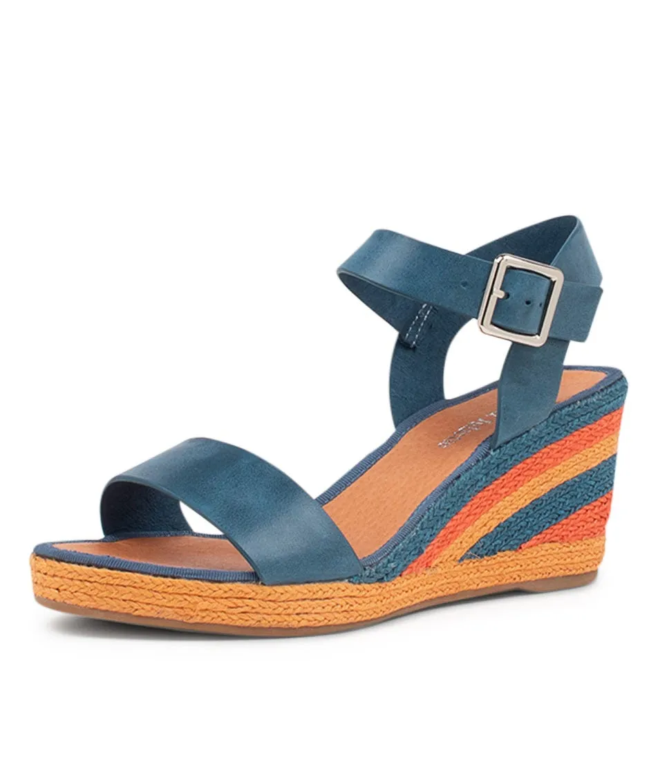 DJANGO & JULIETTE Pakko Navy Bright Multi Leather Espadrilles