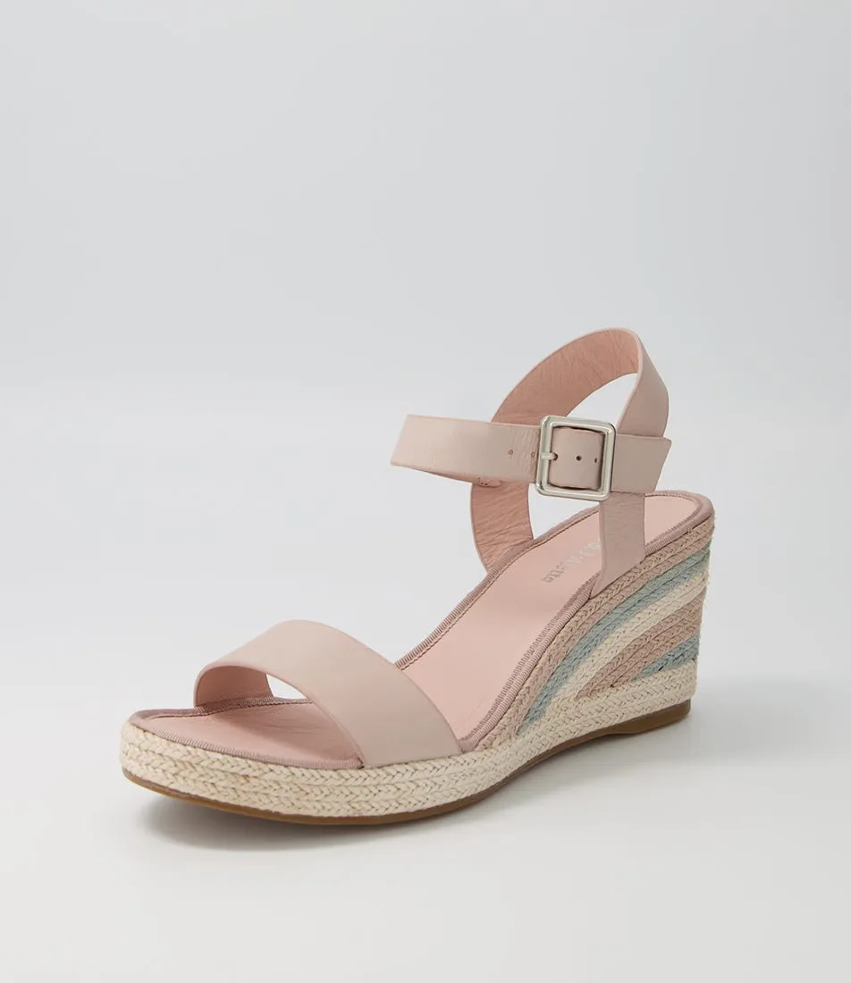 DJANGO & JULIETTE Pakko Pale Pink Pastel Leather Espadrilles