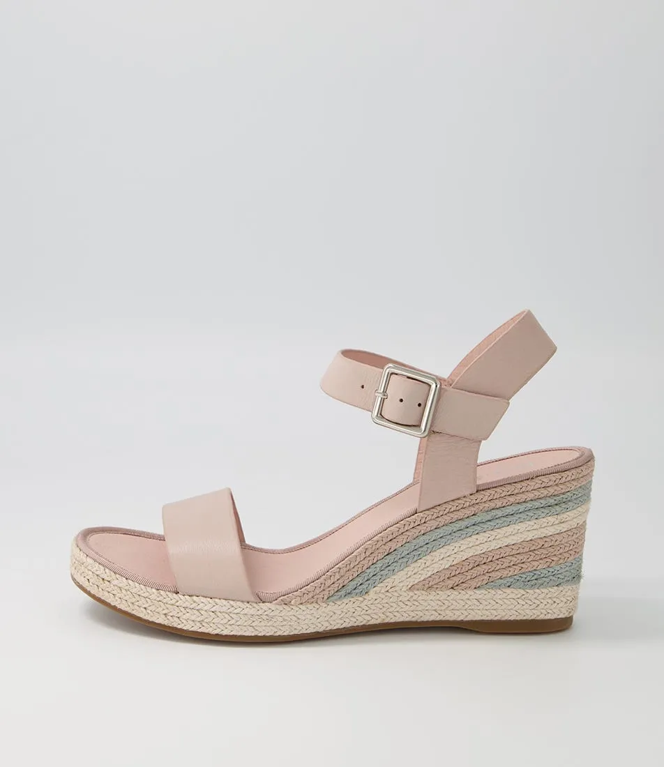 DJANGO & JULIETTE Pakko Pale Pink Pastel Leather Espadrilles