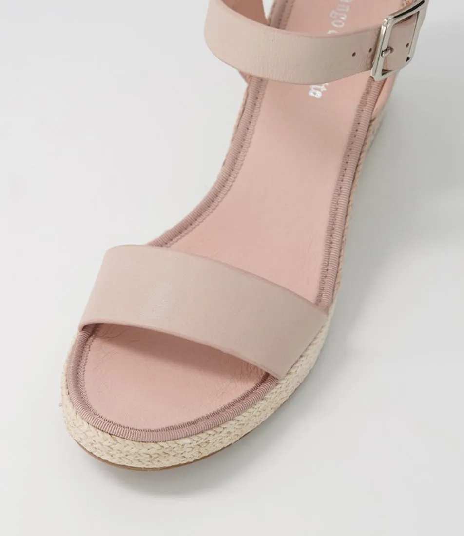 DJANGO & JULIETTE Pakko Pale Pink Pastel Leather Espadrilles