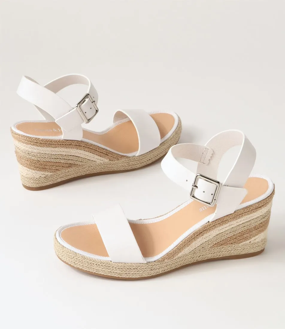 DJANGO & JULIETTE Pakko White Natural Multi Leather Espadrilles