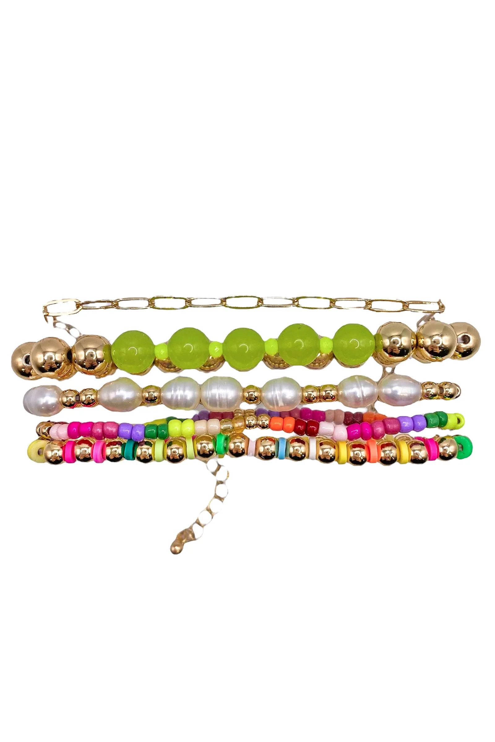 Down In The Deep End Bracelet Set - Lime