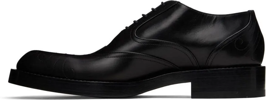 Dries Van Noten Black Topstitched Oxfords