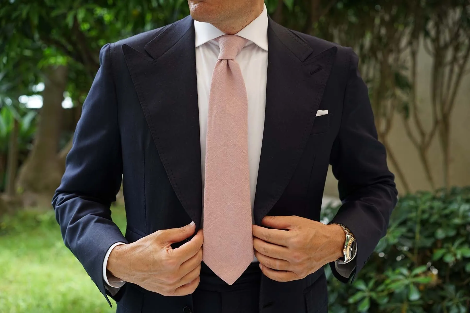 Dusty Rose Quartz Linen Necktie