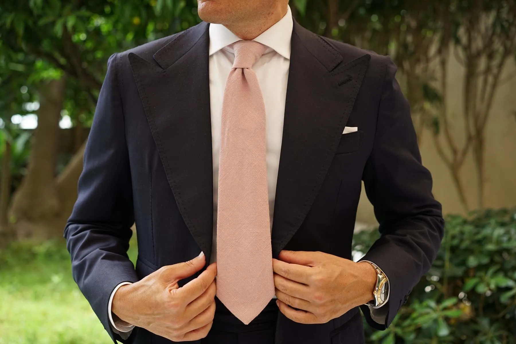 Dusty Rose Quartz Linen Necktie