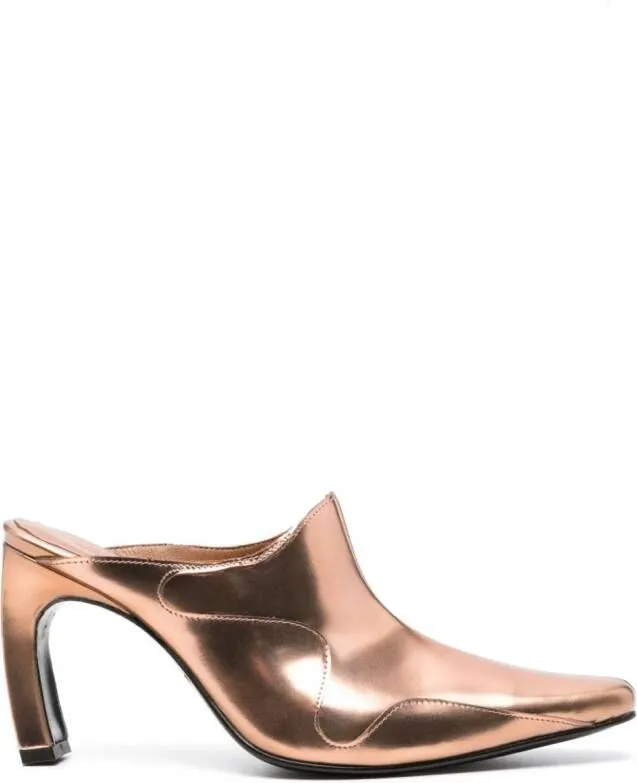 Eckhaus Latta panelled leather mules Gold