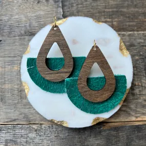 Elisa Fringe - Jade - Leather and Wood Statement Earrings