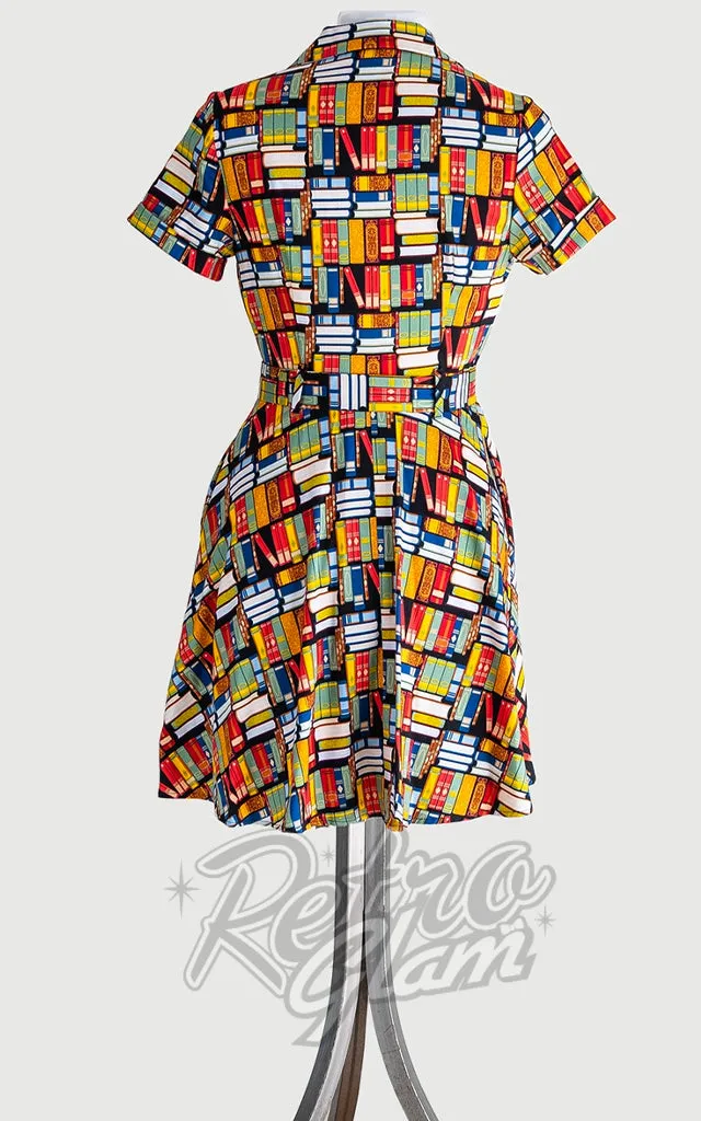 Eva Rose Mini Shirt Dress in Book Print