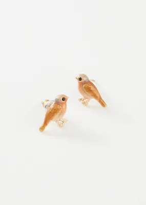 Fable England Robin Bird Enamel Earrings