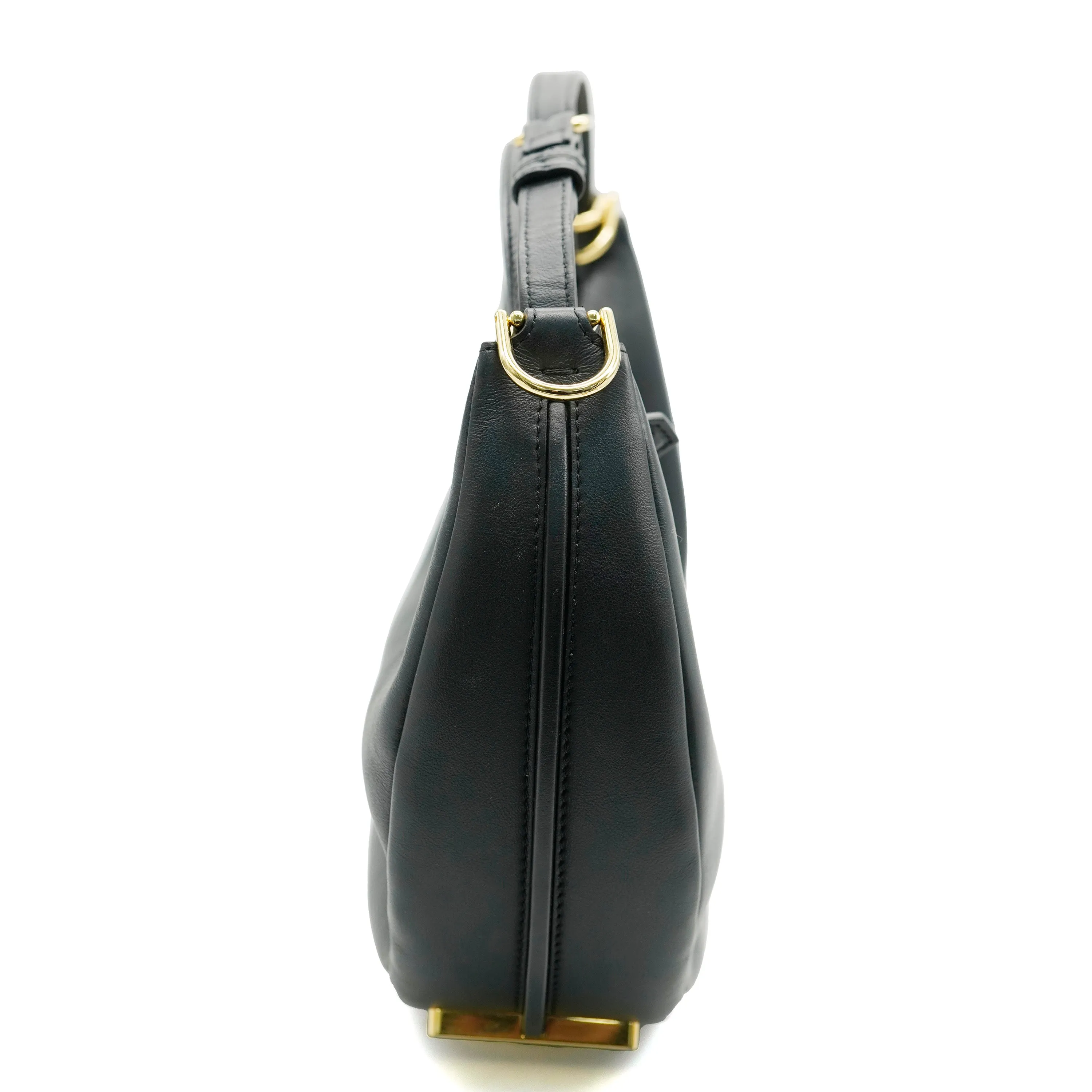 Fendi Black Vitello Grace Matte Medium Fendigraphy Hobo Bag