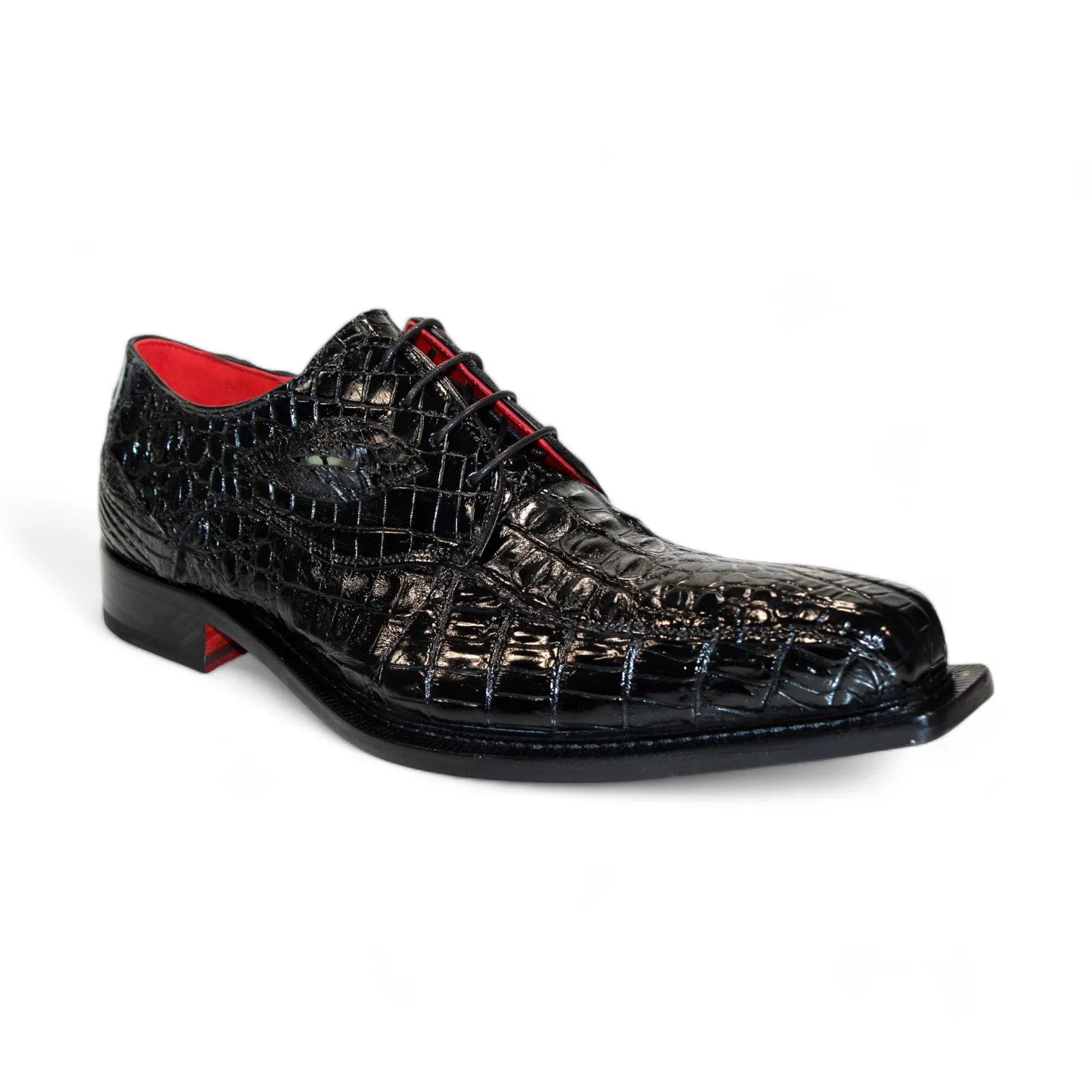 Fennix Hugo Men's Shoes Black Crocodile Exotic Oxfords (FX1158)