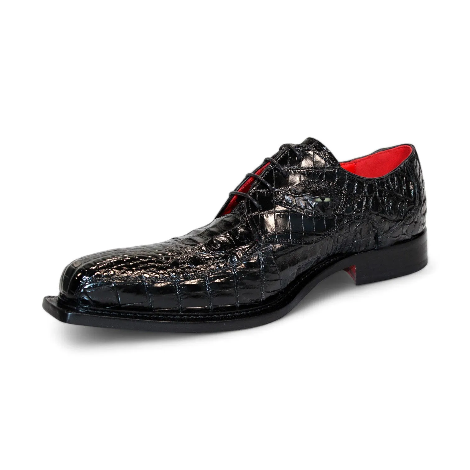 Fennix Hugo Men's Shoes Black Crocodile Exotic Oxfords (FX1158)