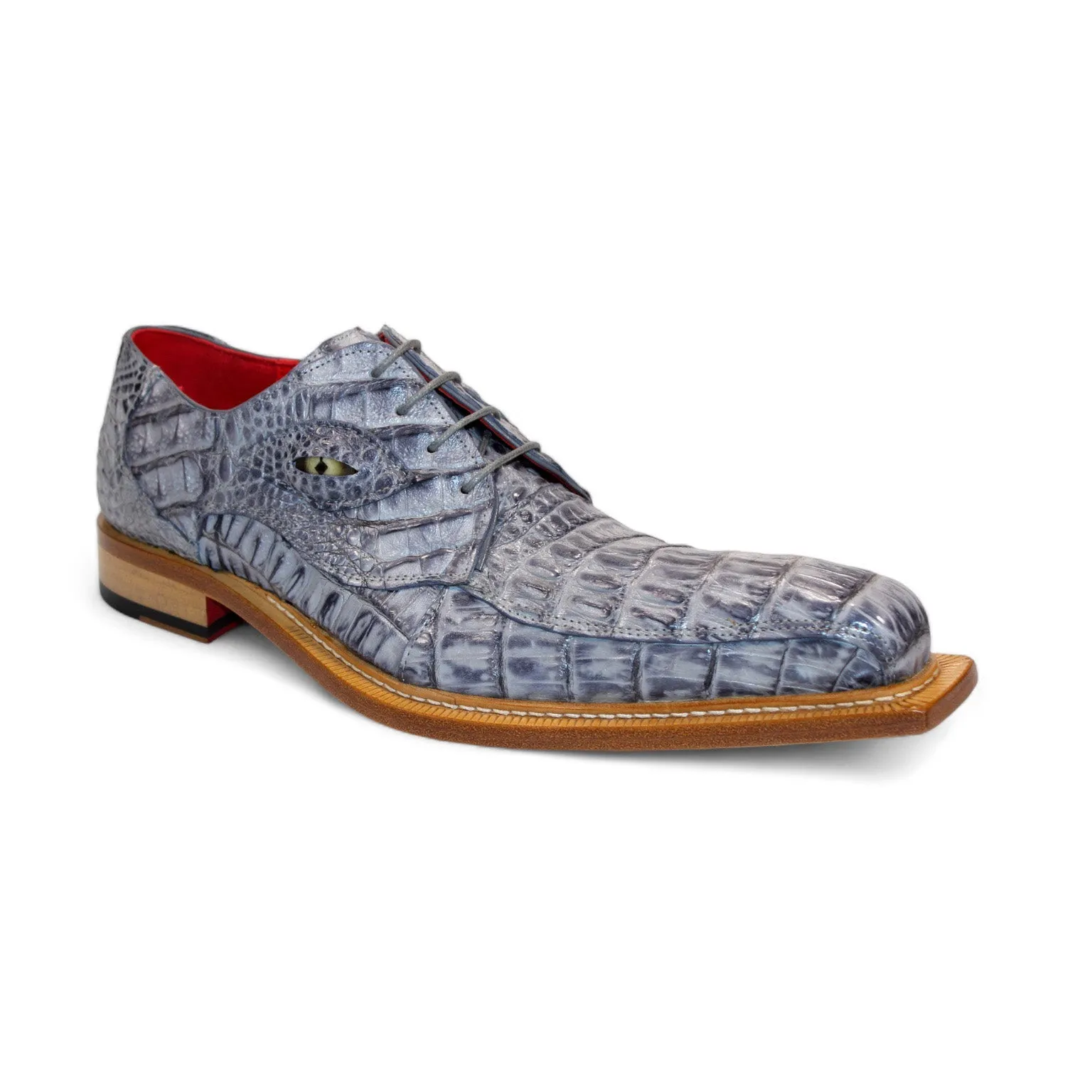 Fennix Hugo Men's Shoes Grey Crocodile Exotic Oxfords (FX1159)