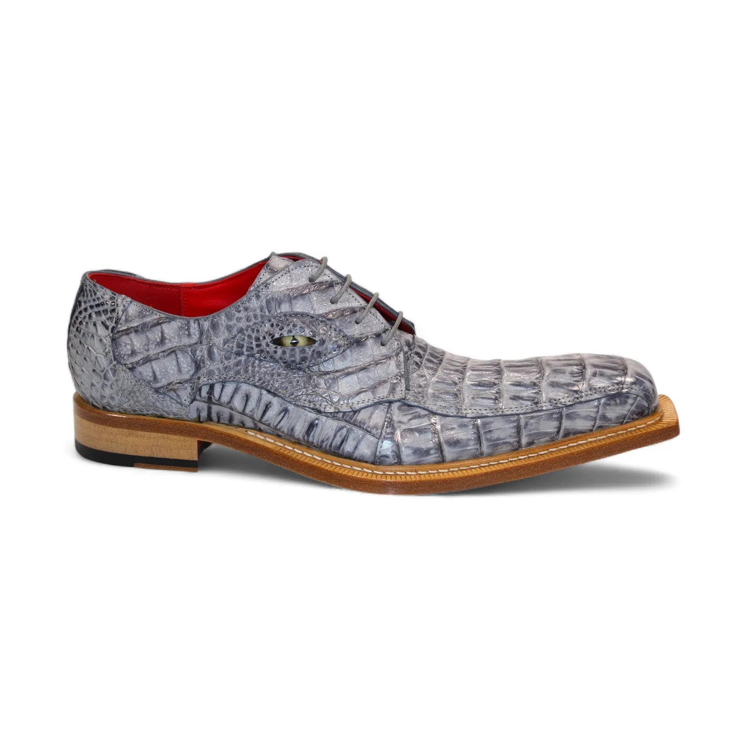 Fennix Hugo Men's Shoes Grey Crocodile Exotic Oxfords (FX1159)