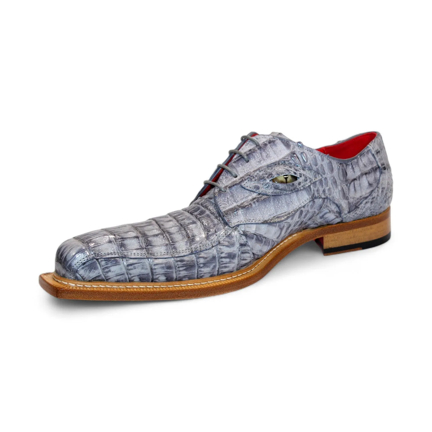 Fennix Hugo Men's Shoes Grey Crocodile Exotic Oxfords (FX1159)