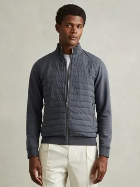 Flintoff Hybrid Quilt and Knit Zip-Through Jacket