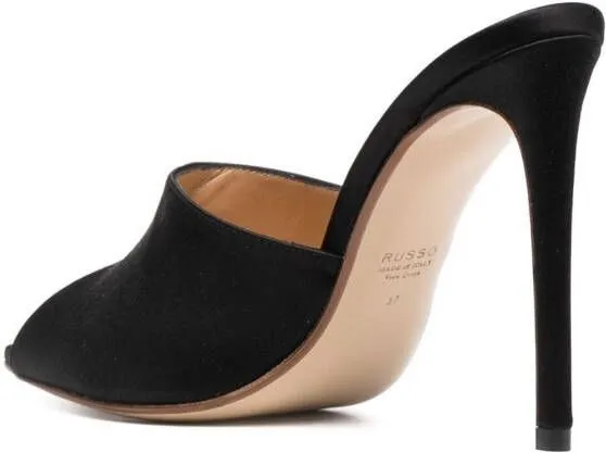 Francesco Russo 105mm peep-toe satin mules Black