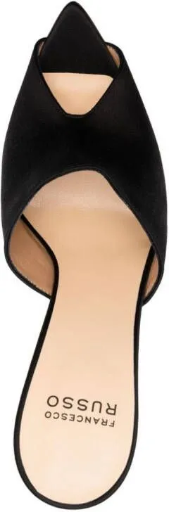 Francesco Russo 105mm peep-toe satin mules Black