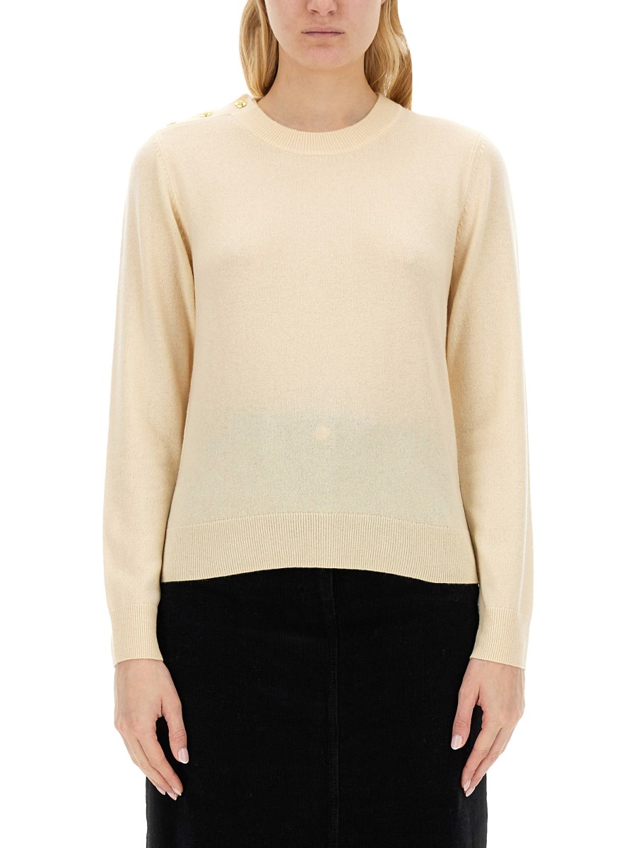 GANNI      MAGLIA O-NECK IN LANA E CASHMERE