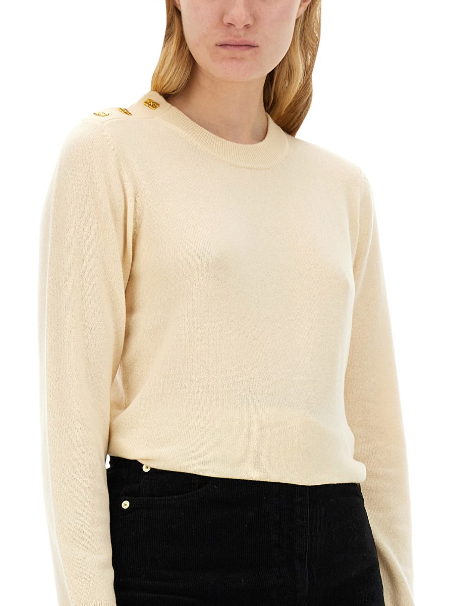 GANNI      MAGLIA O-NECK IN LANA E CASHMERE