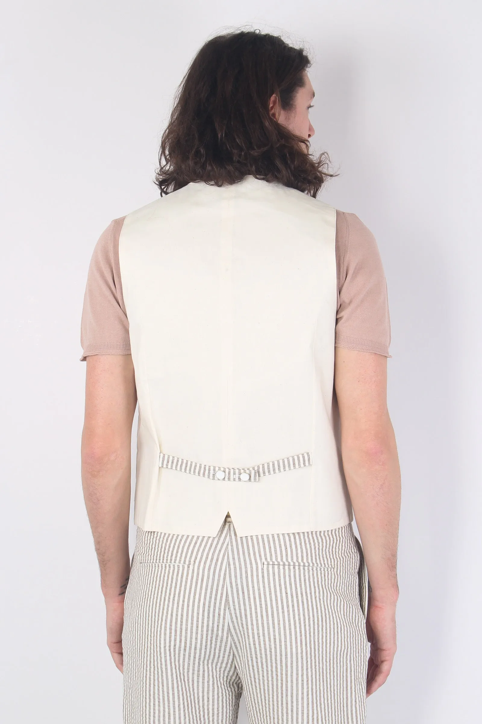 Gilet Gessato Beige/bianco