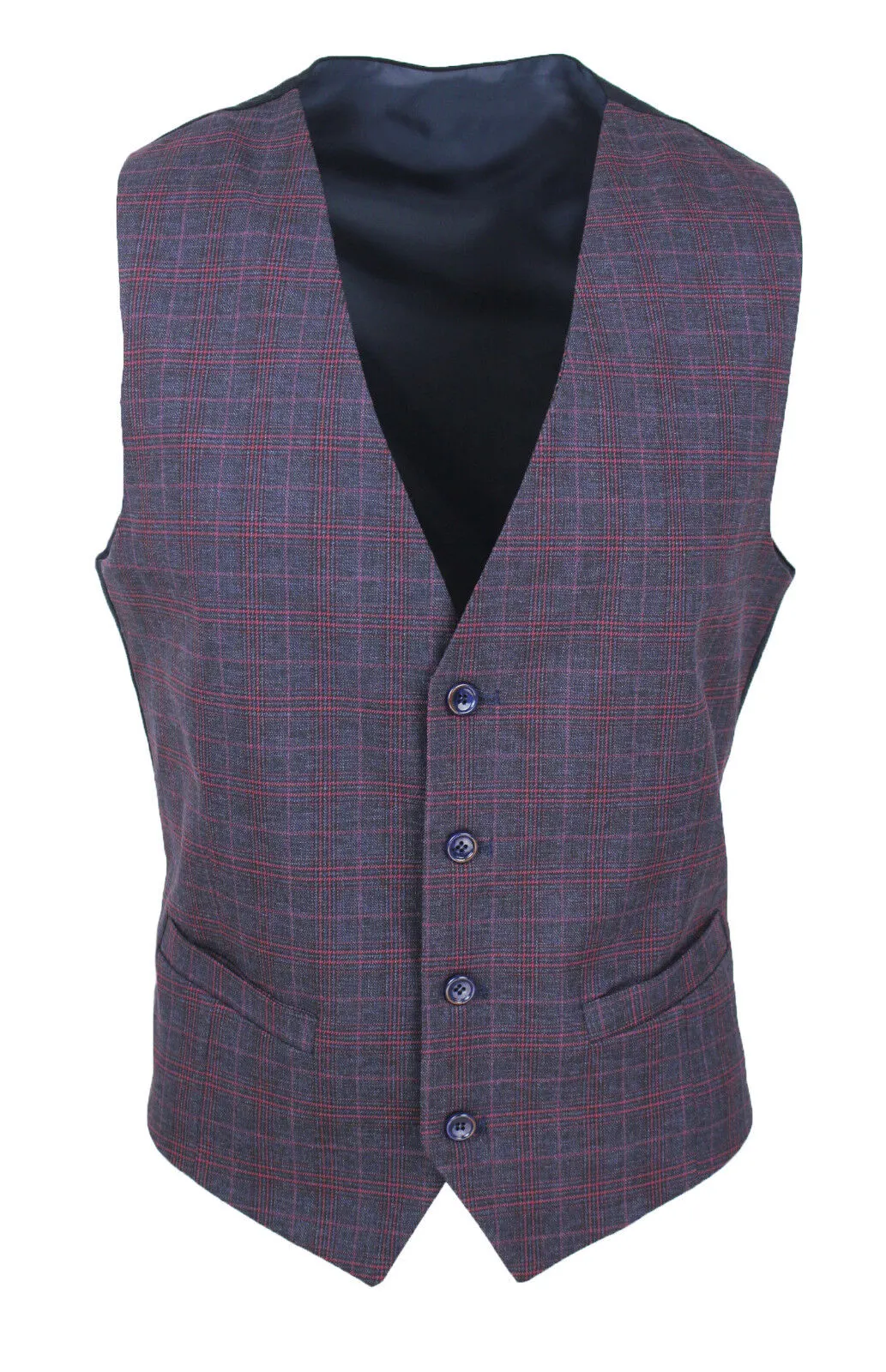 GILET PANCIOTTO UOMO SARTORIALE GRIGIO ROSSO QUADRI INVERNALE MADE IN ITALY