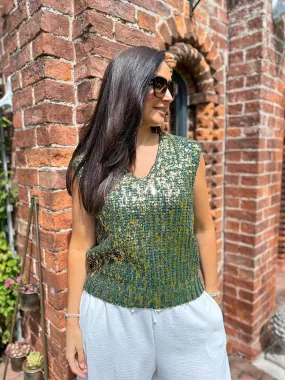 Green Gold Detail Jumper Vest Jeanette