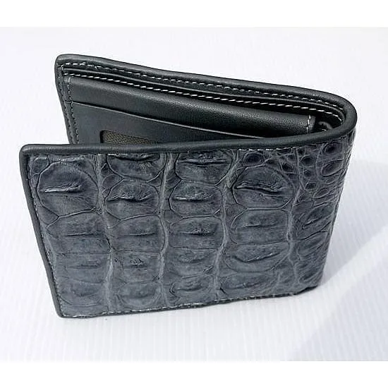 Grey Crocodile Hornback Skin Leather Wallet