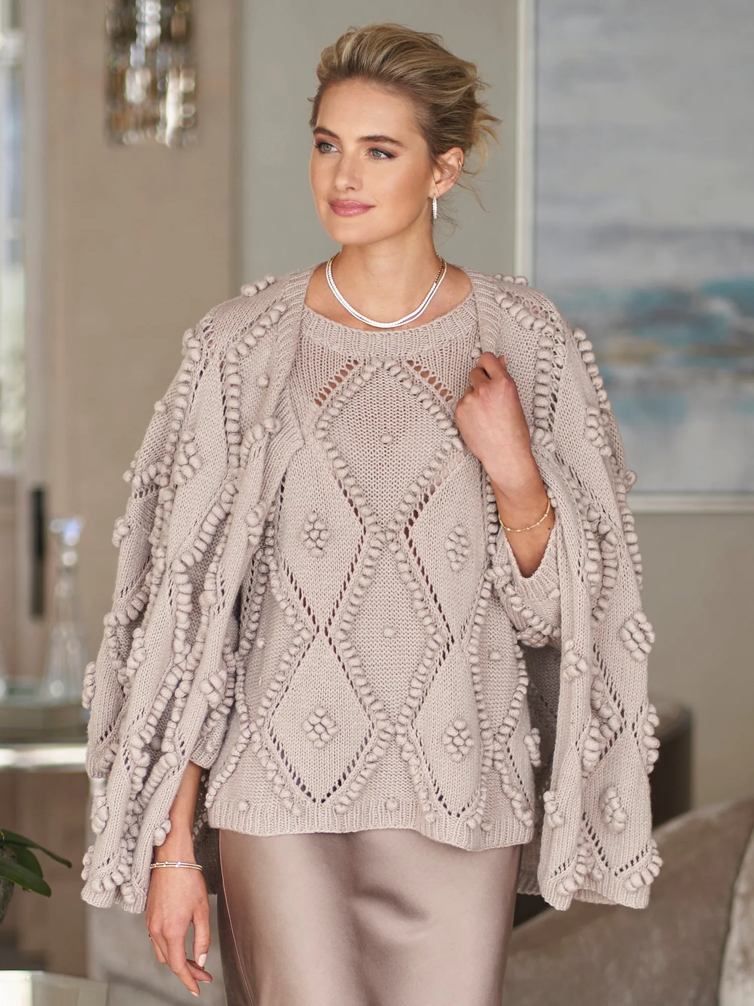 Halle Handknit Cashmere Silk Cardigan