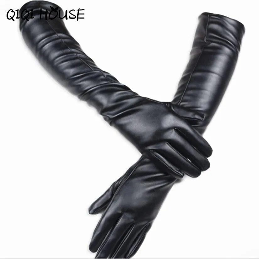 Handschoenen Winter Dames PU Leather Long Gloves Women Outdoors Elegant Sexy Gloves Tocados Para El Pelo#B817 SM6