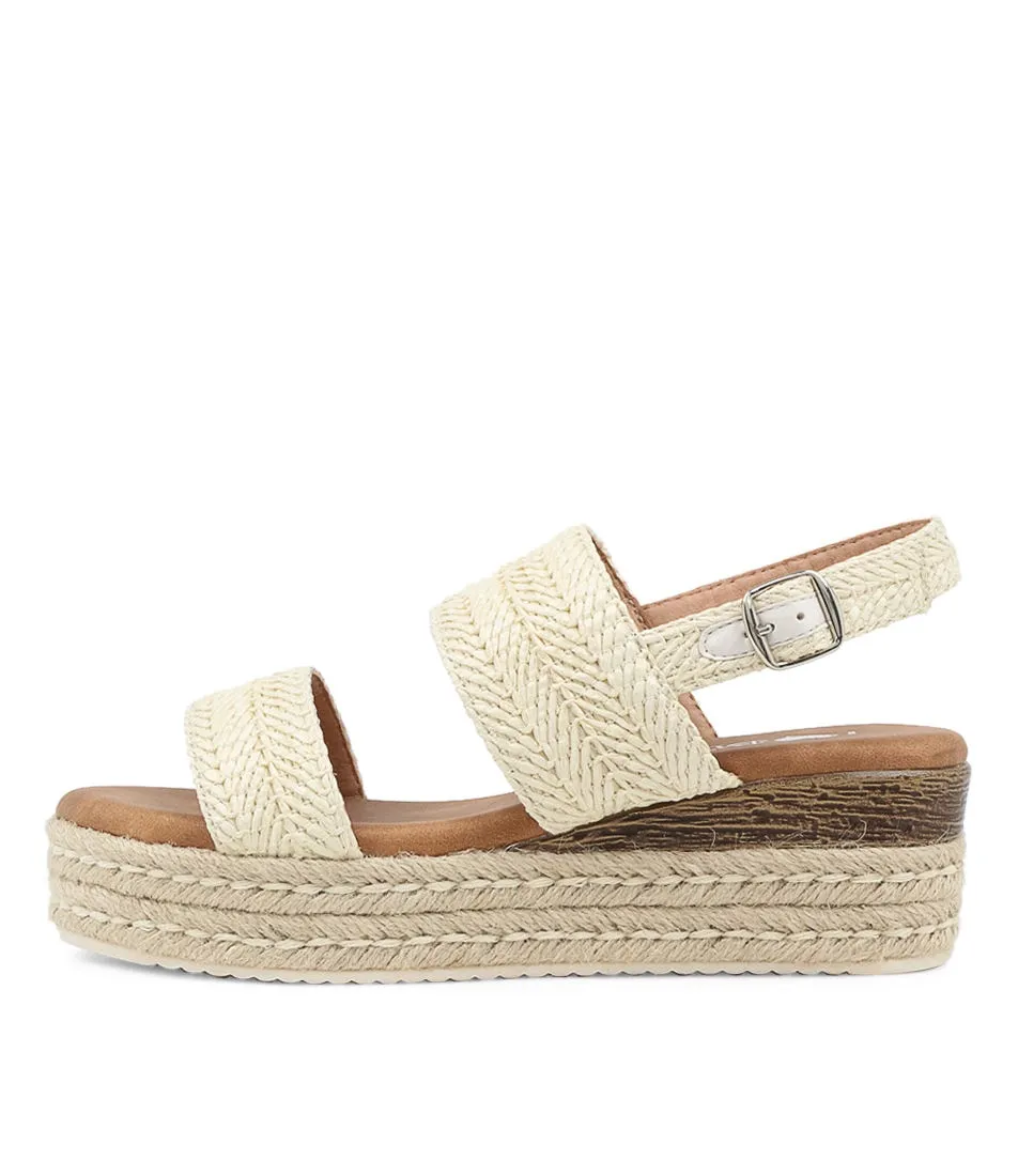 I LOVE BILLY Halla White Syn Raffia Espadrilles